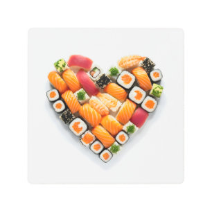 Sushi heart metal print
