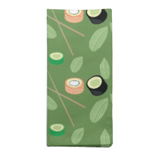Sushi Hibachi Sushi Rolls and Chopsticks Cloth Napkin