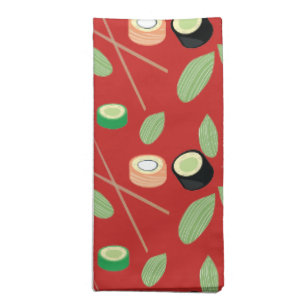 Sushi Hibachi Sushi Rolls and Chopsticks Cloth Napkin