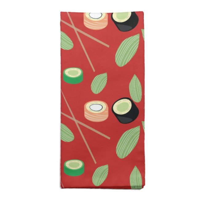 Sushi Hibachi Sushi Rolls and Chopsticks Cloth Napkin (Folded)
