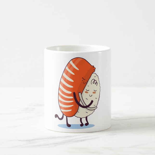 Sushi Hug Cute Kawaii Japanese Coffee Mug (Center)