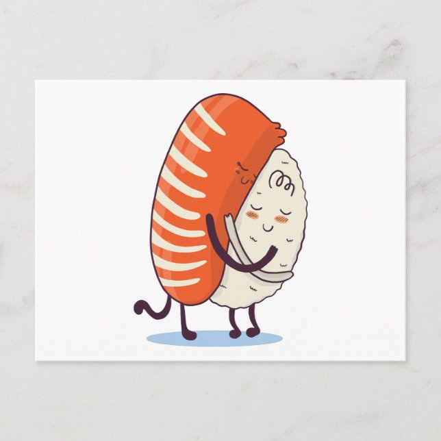Sushi Hug Cute Kawaii Japanese Postcard (Front)