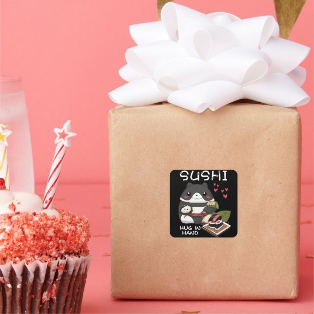 Sushi Hug in Hand Square Sticker (Party)