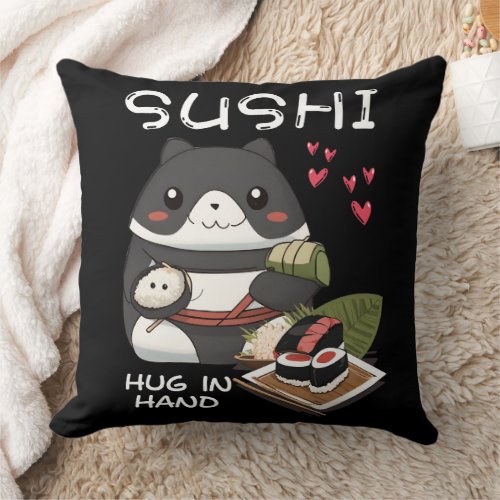 Sushi Hug in Hand Throw Pillow