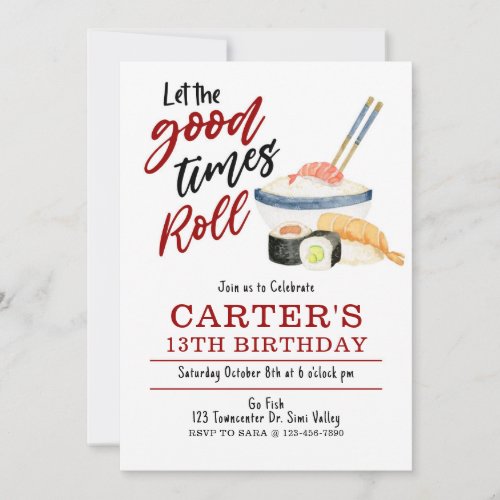 Sushi Invitation Let the good times Roll Invitation