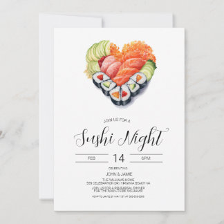 Sushi Invitation, Valentines, Engagement, Dinner   Invitation
