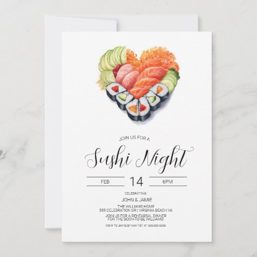 Sushi Invitation Valentines Engagement Dinner   Invitation