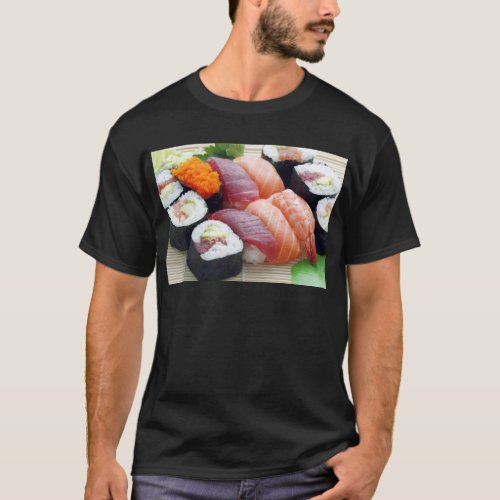 Sushi Japanese Asian Food Raw Sashimi Fresh Roll T_Shirt