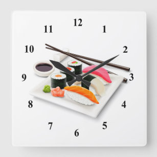 Sushi Japanese cartoon food Square Wall Clock