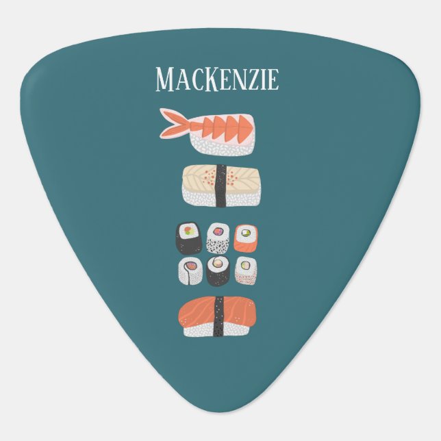Sushi Japanese Food Art Custom Name Guitar Pick (Front)
