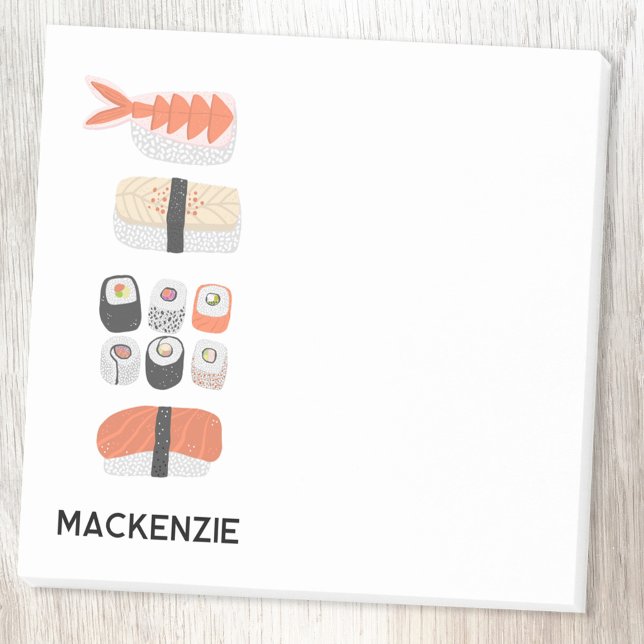 Sushi Japanese Food Art Personalized Post-it Notes (Japanese sushi personalized Post It notes)