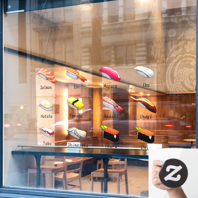Sushi Japanese Food Food Japanese Fish Japan Rice Window Cling (Cafe Window)