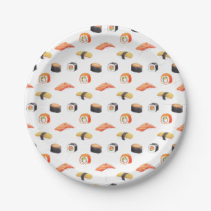 Sushi Japanese Food Pattern Paper Plates