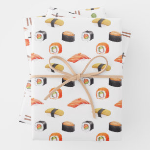 Sushi Japanese Food Pattern Wrapping Paper Sheets
