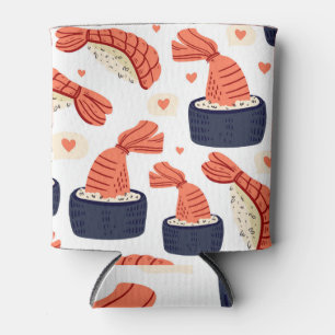 Sushi Japanese Food Seamless Pattern Can Cooler