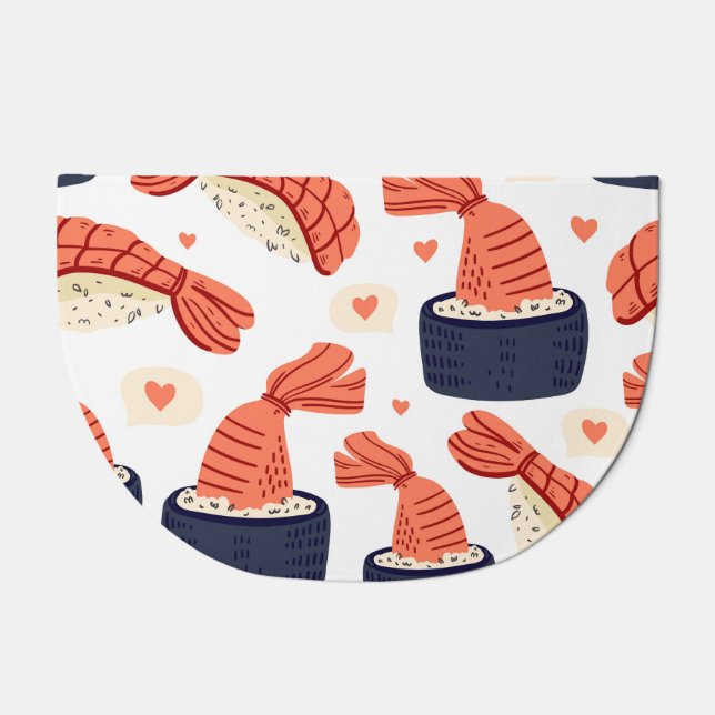 Sushi Japanese Food Seamless Pattern Doormat (Front)