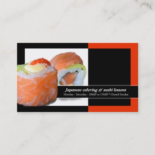 Customizable Sushi Japanese restaurant catering lessons Business Card