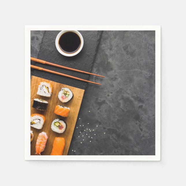 Sushi Japanese stylish elegant dinner party Napkins (Front)