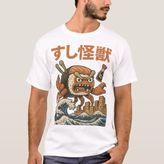 Sushi Kaiju Monster - Japanese Retro Art T-Shirt