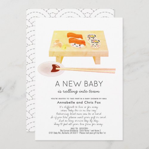 Sushi Kawaii Baby Shower by Mail Invitation