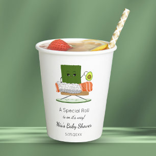 Sushi Kawaii Baby Shower with Avocado Rattle Paper Cups