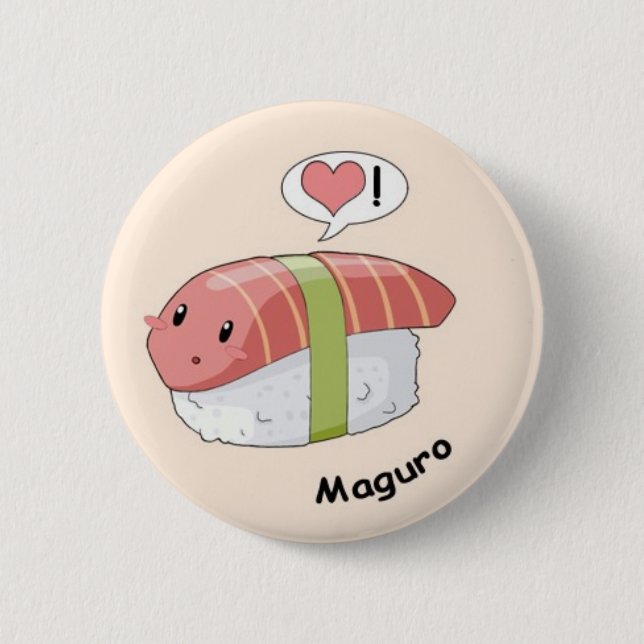 Sushi kawaii pinback button (Front)