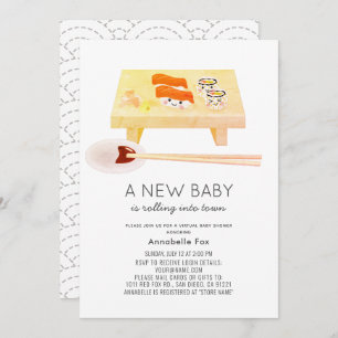 Sushi Kawaii Virtual Baby Shower Invitation