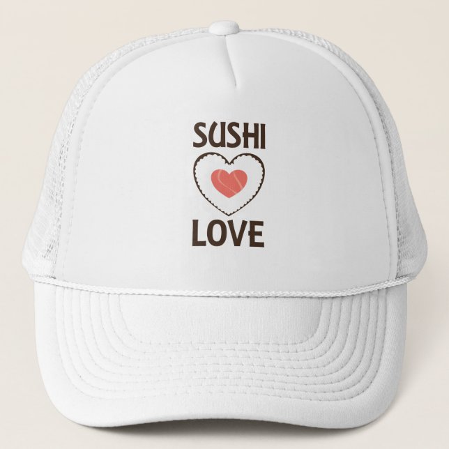 Sushi Love Heart Rice Salmon Favorite Trucker Hat (Front)
