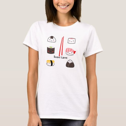 Sushi love kawaii food womens t_shirt