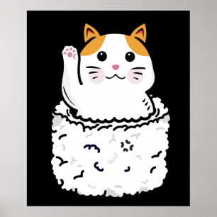 Sushi Lover Cat Gift Japanese Sushi Kawaii Cat Poster