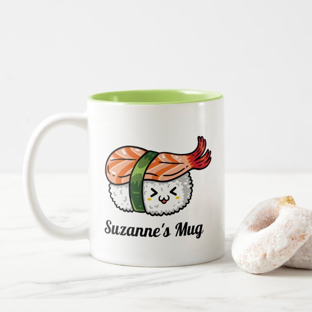 Sushi Lover Gift Two-Tone Coffee Mug (With Donut)