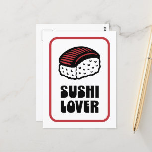 Sushi lover nigiri retro aesthetic postcard