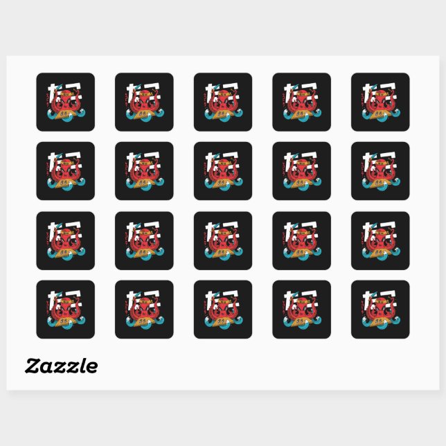 Sushi Lover, Octopus Sushi Chef Square Sticker (Sheet)