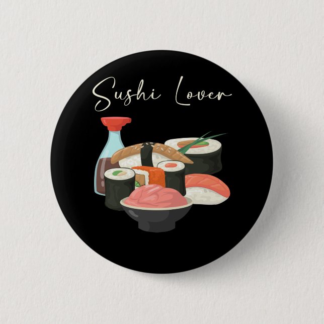 Sushi Lover Rice Japanese Food Tuna Maki Nigiri Button (Front)