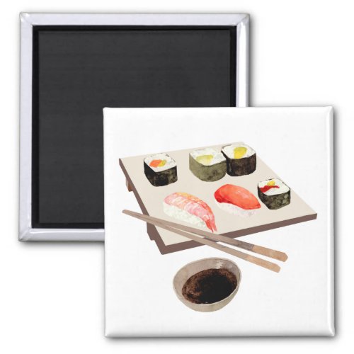 Sushi Lover Watercolor Seafood Japanese Magnet