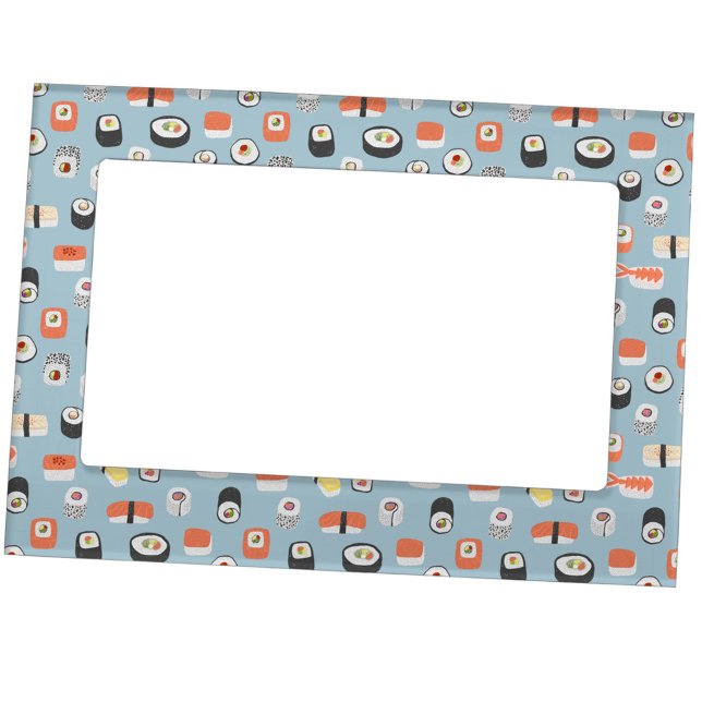 Sushi Lovers Food Art Pattern Magnetic Frame (Fun Japanese sushi food pattern magnetic frame)