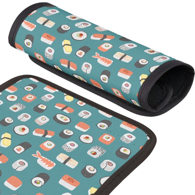 Sushi Luggage Handle Wrap (Fun Japanese sushi food pattern art luggage handle wrap)