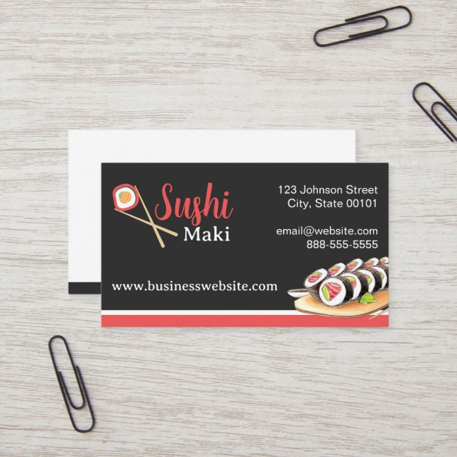 Sushi Maki Business Card (Front/Back In Situ)