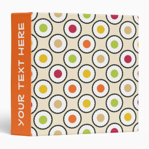 Sushi Maki Polka Dots 3 Ring Binder