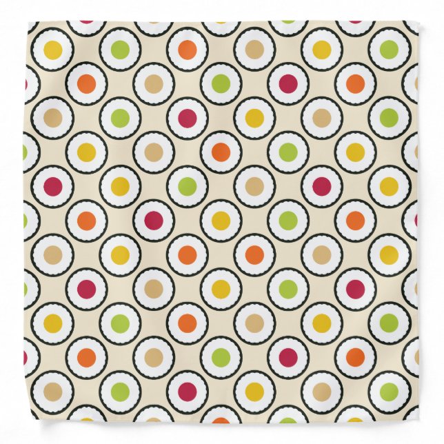 Sushi Maki Polka Dots Bandana (Front)
