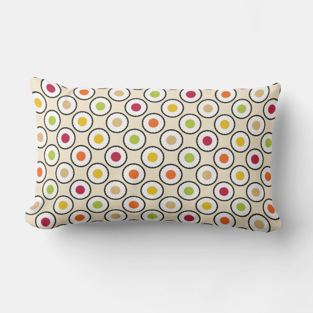 Sushi Maki Polka Dots Lumbar Pillow (Front)