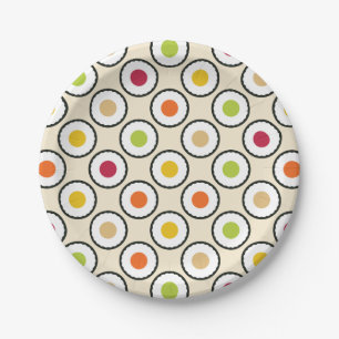 Sushi Maki Polka Dots Paper Plates