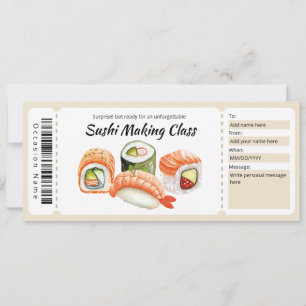 Sushi Making Class Gift Certificate Invitation