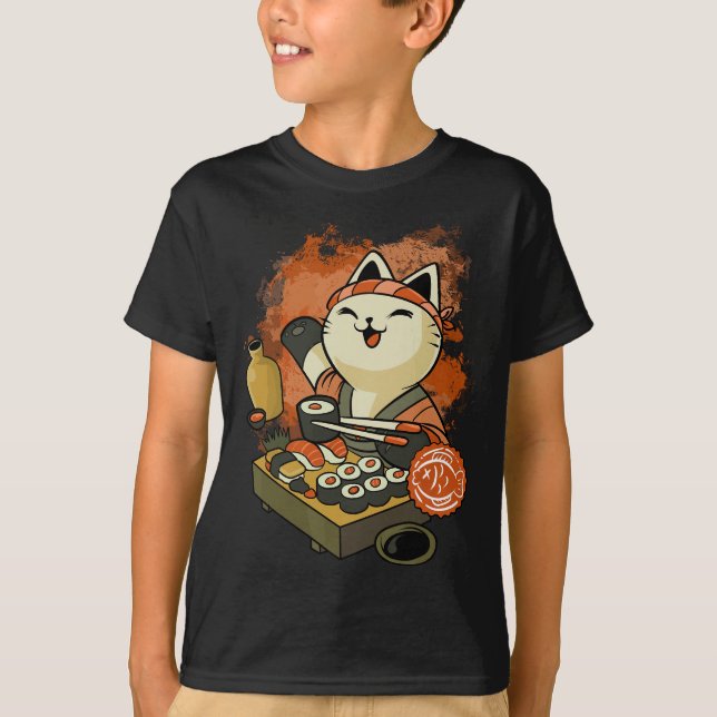Sushi Master Cat T-Shirt (Front)