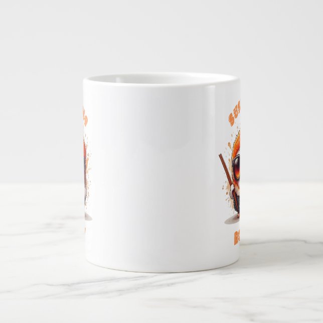 Sushi Me Rollin’ – Funny Kawaii Sushi Character Giant Coffee Mug (Front)