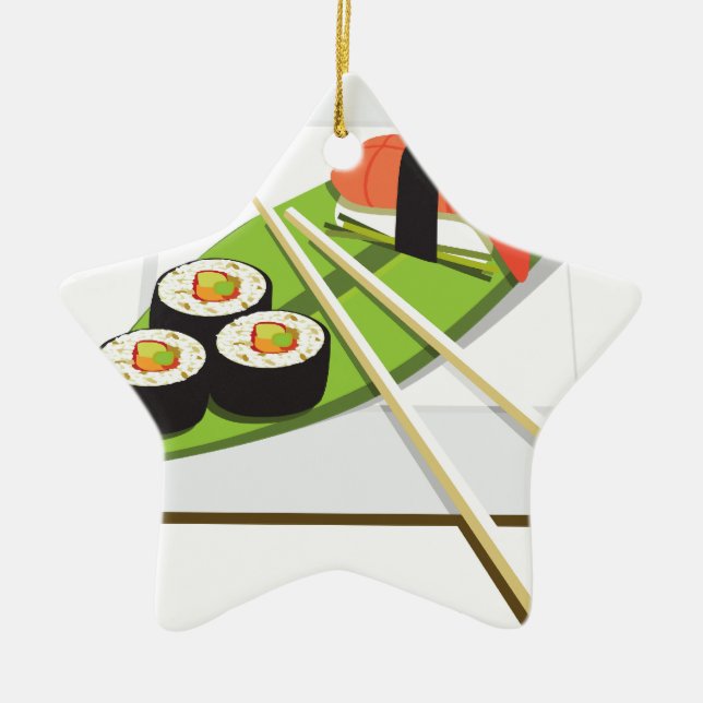 Sushi Meal Ceramic Ornament (Front)