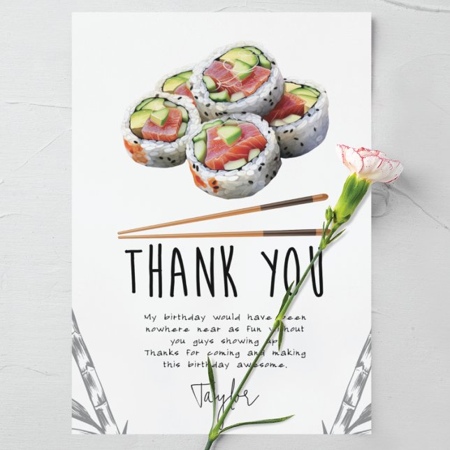 Sushi Modern Adult Birthday Thank You Card (Creator Uploaded)