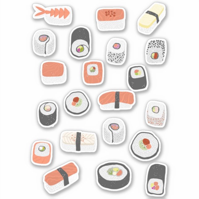 Sushi Nagiri Sashimi Maki Roll Japanese Food Sticker (Front)
