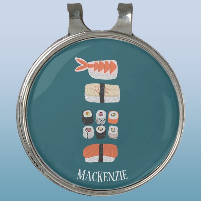 Sushi Name Golf Hat Clip (Fun Japanese Sushi personalized golf hat clip)