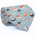 Sushi Neck Tie<br><div class="desc">Delicious Japanese sushi nigiri maki roll Japanese food art design on a robin's egg blue background. Perfect for your favourite gourmet, chef or foodie.</div>